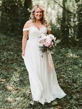 A-line Off-the-shoulder Chiffon Floor-length Wedding Dress With Ruffles